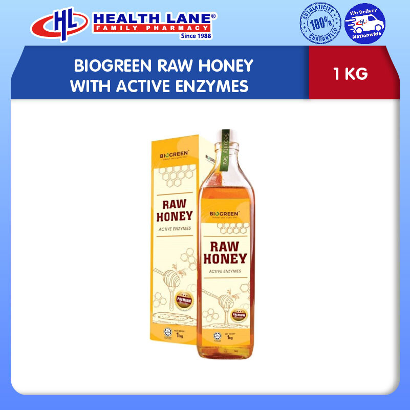 BIOGREEN RAW HONEY DENGAN ACTIVE ENZYMES (1KG)